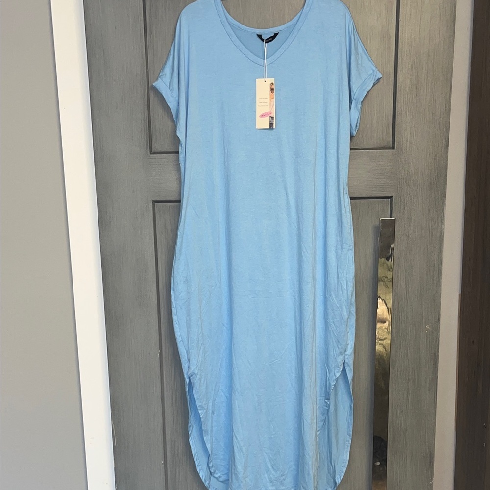 Sky Blue Midi Dress